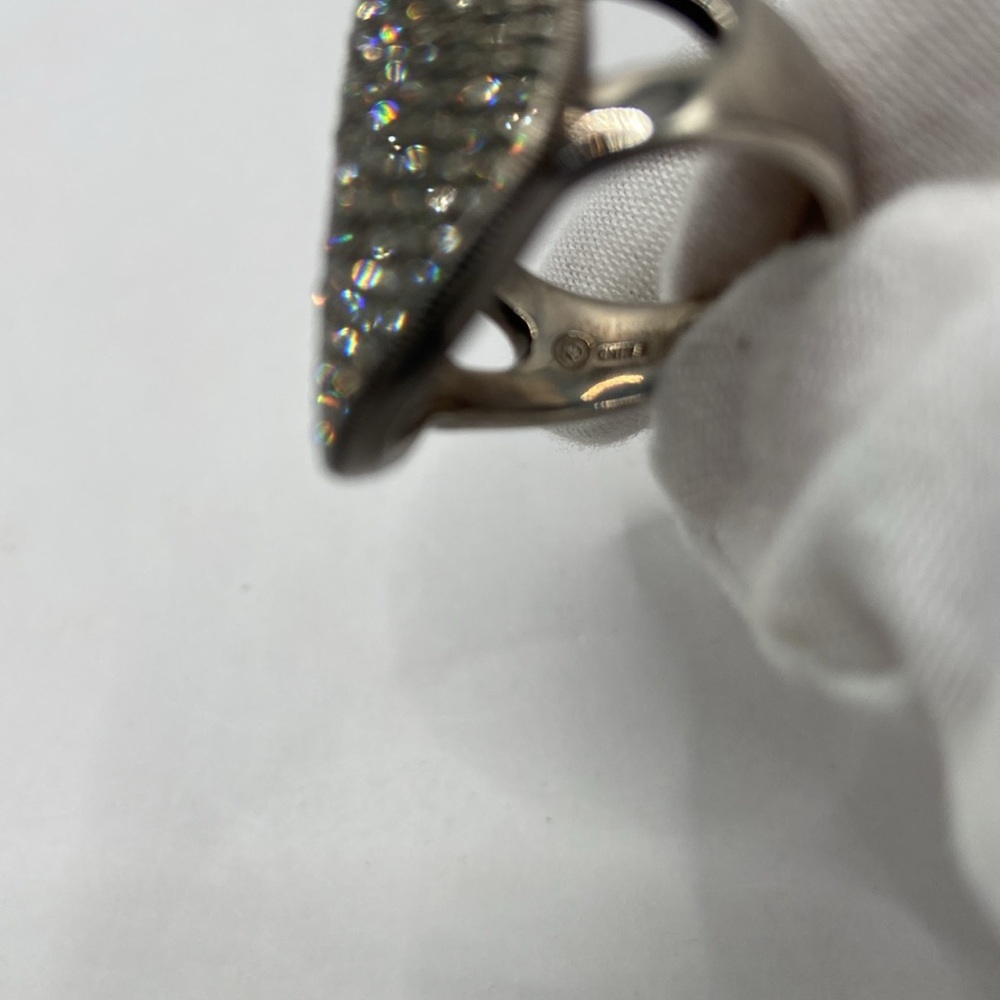 Nadri Gunmetal Large Oval Crystal Ring Size 7 - Picture 14 of 14